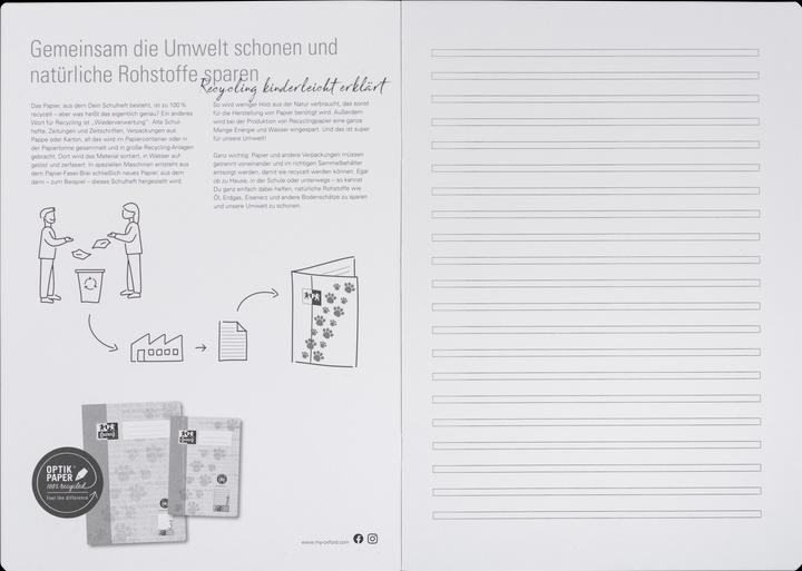 Image du produit Oxford Cahier d'école recyclé, A4, linéature 3 (A4, Quadrillé)
