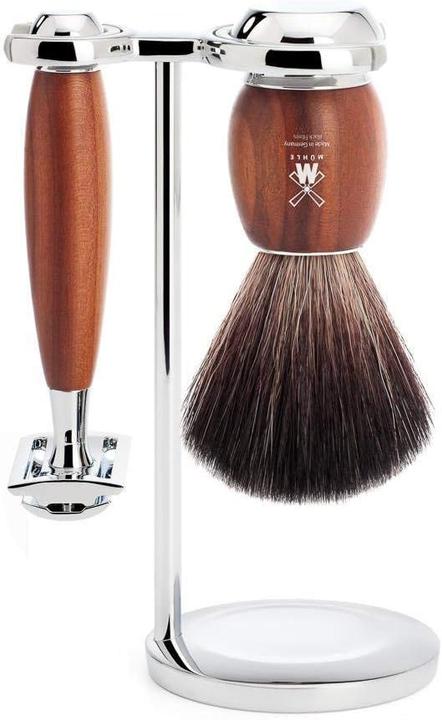 Actual product image Mühle Shaving set, 3-piece, shaving brush with black fibre, safety razor