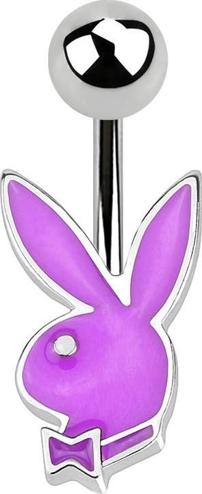 Actual product image Star Piercing Micro Banana Silver Ball and Playboy Bunny Purple (Surgical steel 316L, without brass)