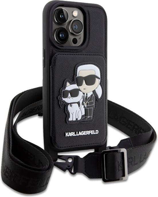 Productafbeelding Karl Lagerfeld KLHCP14XCSAKCPMK iPhone 14 Pro Max 6,7" hardcase czarny/zwart Crossbody Saffiano Karl (Apple iPhone 14 Pro Max)