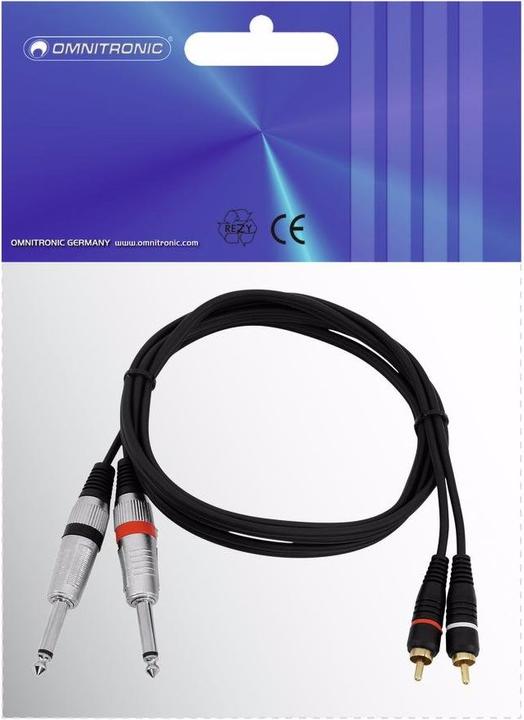 Produktbild Omnitronic Cinchkabel 2x6,3mm Klinke - 2xCinch (1.50 m, 6.3mm Klinke (Jack), Cinch)
