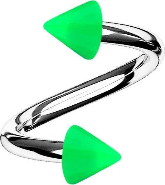 Immagine prodotto Star Piercing Micro spirale argento con due coni verdi (Acrilico, senza ottone, Acciaio chirurgico 316L)