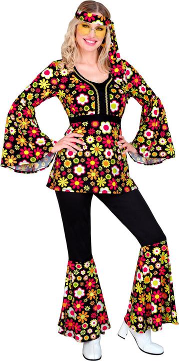 Immagine prodotto Widmann Costume da donna in stile hippie con top a fiori, pantaloni e fascia per capelli (M)