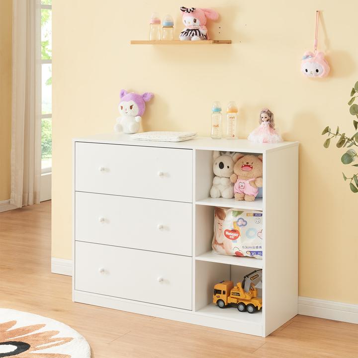 Produktbild En.Casa Wickelkommode Beldinupp mit Wickelauflage 93x110x55 cm Weiss