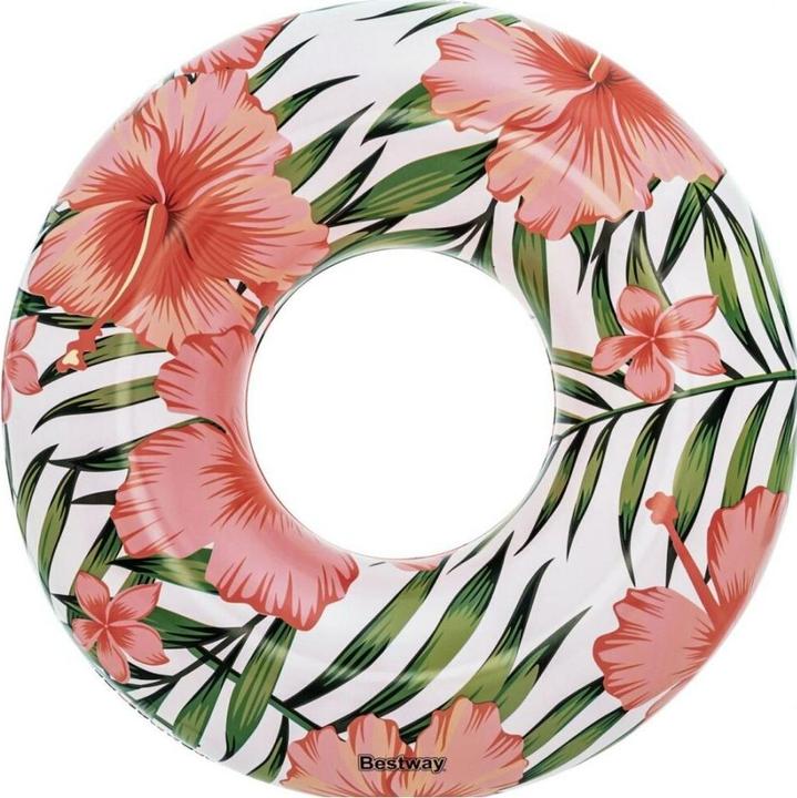 Image du produit Ikonka BESTWAY 36237 Cercle de fleurs gonflables Feuilles blanches et roses