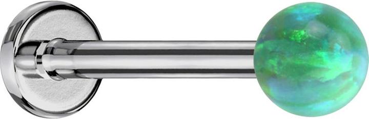 Actual product image Star Piercing Micro Labret silver with ball Opal green (Titanium G23, without brass)