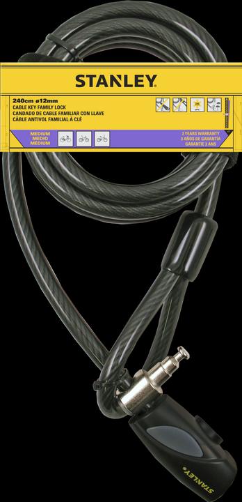 Stanley Cable lock extra long 12 mm x 2400 mm (240 cm)