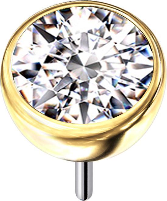 Actual product image Star Piercing Threadless Halbkugel vergoldet mit Kristall silber (without brass, Titanium G23)