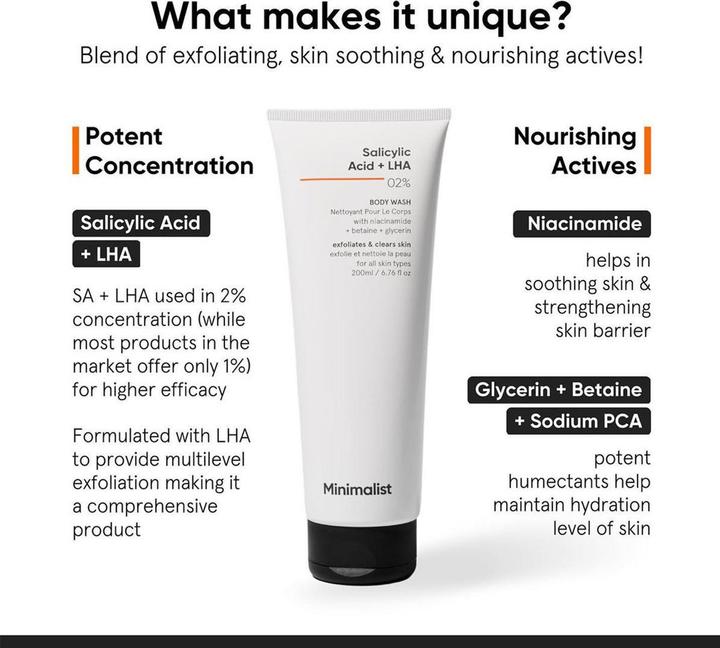 Produktbild Minimalist Salicylic Acid + LHA 02% Body Wash (200 ml)