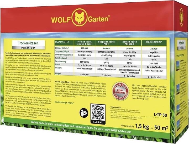 Actual product image Wolf-Garten New turf installation Dry turf L-TP 50 (Lawn reseed)