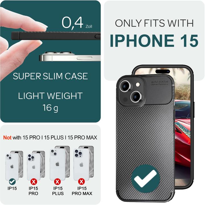Produktbild Nalia Carbon Look Silikon Hülle (Apple iPhone 15)
