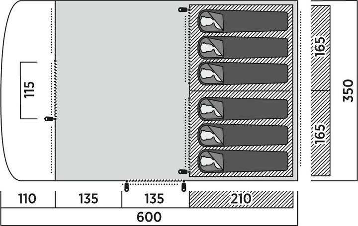 Produktbild Easy Camp Palmdale 600 Familienzelt (Tunnelzelt, 20.50 kg, 6 Personen)