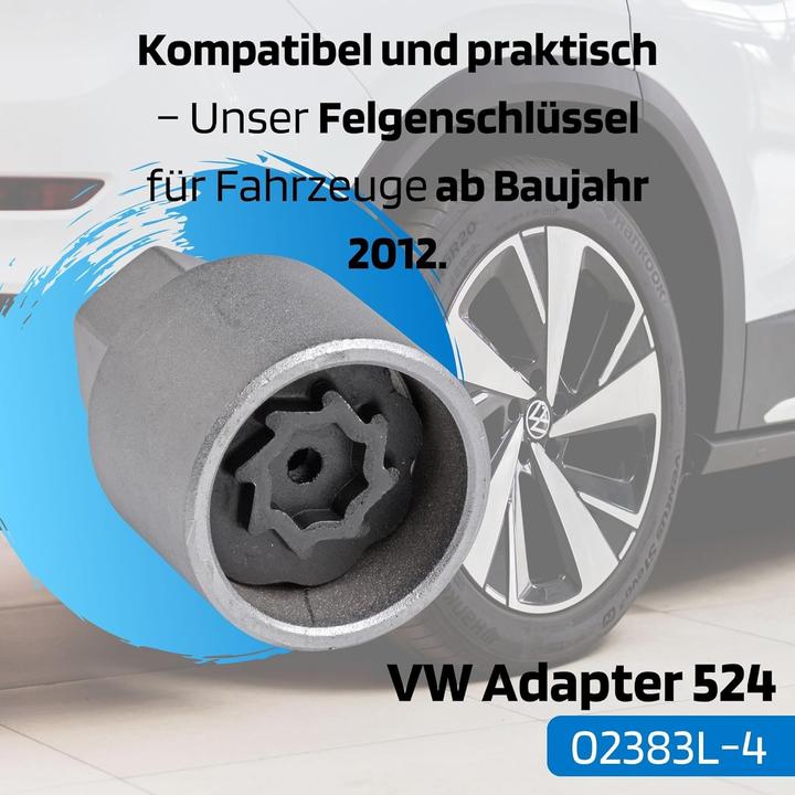 Produktbild SW-Stahl 02383L-4 Felgenschloss-Demontage-Adapter I geeignet für VW I Adapter 524 I Demontage Werkze
