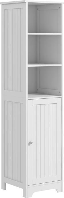 Produktbild Swisshandel24 Badezimmerschrank 3 offene Fächer 1 Schrankfach Bad Weiss 40x38x160cm (40 x 38 x 160 cm)