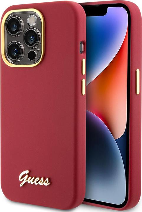 Produktbild Guess GUHCP15LSMBSLM iPhone 15 Pro 6.1" magenta hardcase Silicone Script Metal Logo & Frame (Apple iPhone 15 Pro)