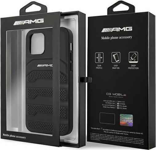 Actual product image Mercedes AMG AMHCP12SGSEBK iPhone 12 mini 5.4" czarny/black hardcase Leather Debossed Lines (Apple iPhone 12 mini)