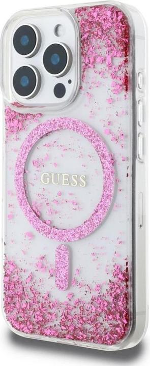 Actual product image Guess HC Resin Bottom Glitter MagSafe Case for iPhone 16 Pro Max - Pink (Apple iPhone 16 Pro Max)