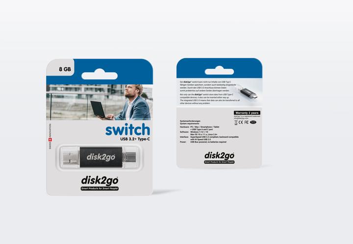 Image du produit Disk2go Switch (8 Go, USB-A, USB-C, USB 3.0)
