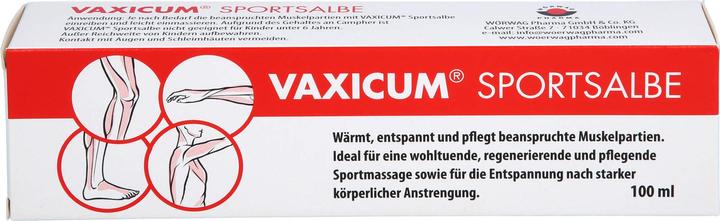 Valeurs nutritives et ingrédients Vaxicum Pommade sportive, 100 ml SAL (1 x, 100 ml)