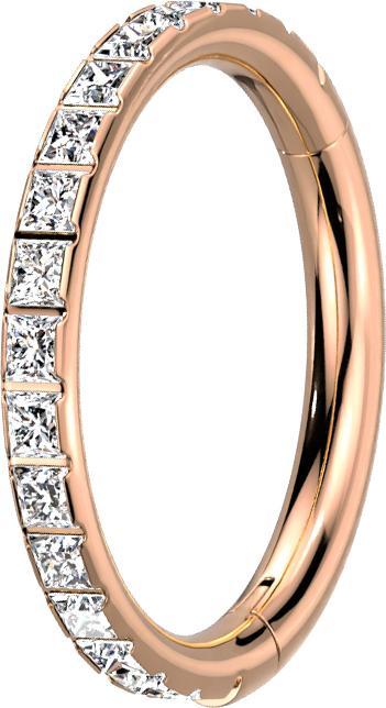 Star Piercing Micro Segmentring klappbar rosegold seitlich quadratische Kristalle silber (ohne Messing, Titan G23)