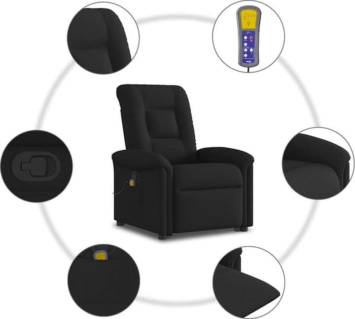 Produktbild VidaXL Massagesessel mit Aufstehhilfe Schwarz Stoff