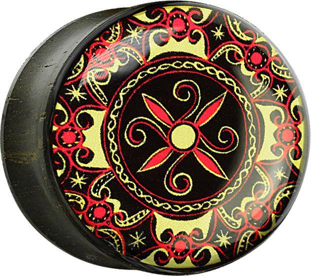 Produktbild Star Piercing Flared Plug aus Ebenholz mit Keltischem Symbol und Epoxy Schutzschicht (Organisch, ohne Messing)