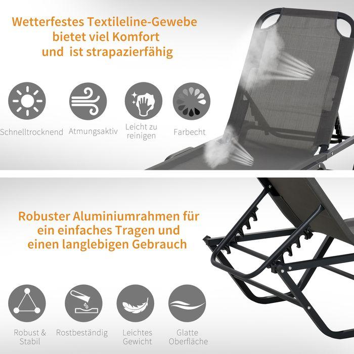 Immagine prodotto Swisshandel24 Lettino prendisole Lettino da spiaggia Lettino da giardino in alluminio a 5 livelli Lettino relax (163 cm)