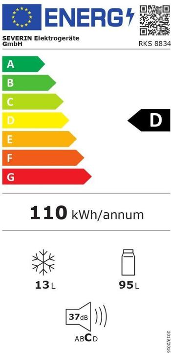 Label énergétique Severin RKS 8834 (108 l)