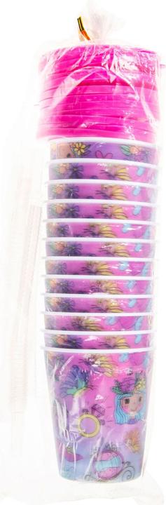 Produktbild LG-Imports Becher mit Deckel und Strohhalm Princess, 12tlg. (12 x)