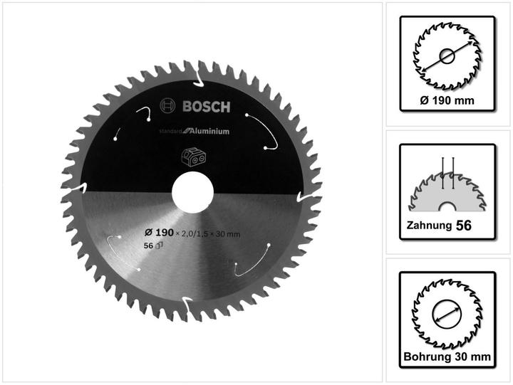 Immagine prodotto Bosch Professional Zubehör Lama per sega circolare a batteria PRO Aluminium, 190 x 2 x 30 mm