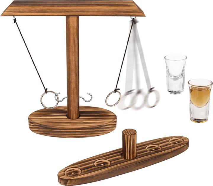 Produktbild Ootb Ringwurf Trinkspiel aus Holz 25cm, inkl. 2 Shot Gläser