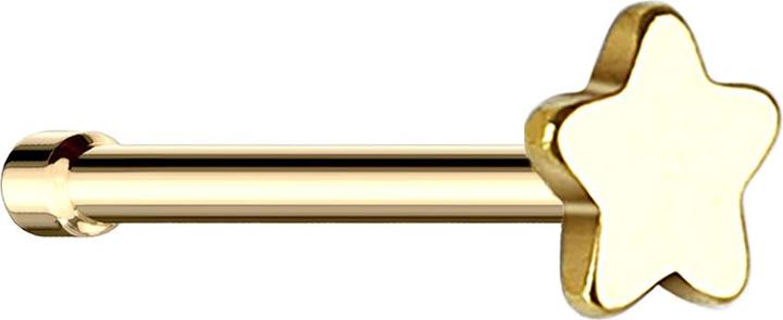 Produktbild Star Piercing Nasenstecker gerade vergoldet mit Stern (ohne Messing, Chirurgenstahl 316L)