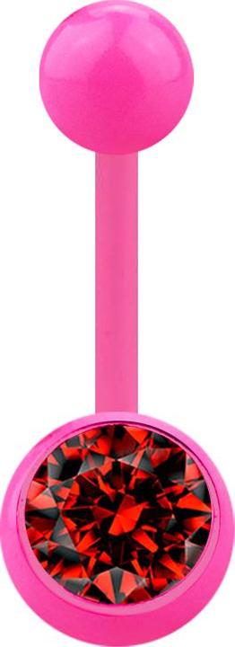 Produktbild Star Piercing Banane pink mit Kugel und Kugel Kristall rot (Acryl, ohne Messing)