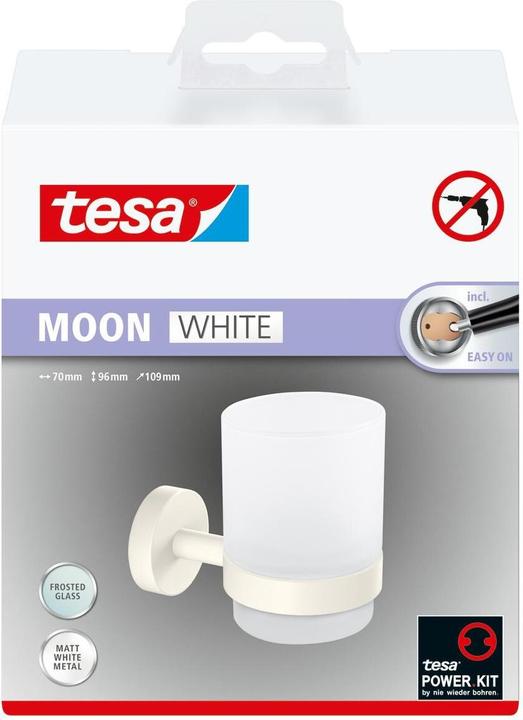 Image du produit tesa MOON WHITE Gobelet pour brosse à dents avec solution adhésive sans perçage