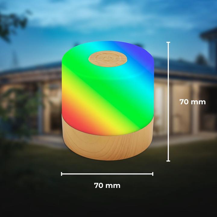 Image du produit B.K.Licht Akku RGB LED Lampe de table, couleur bois, 1xLED/1,5W (100 lm)