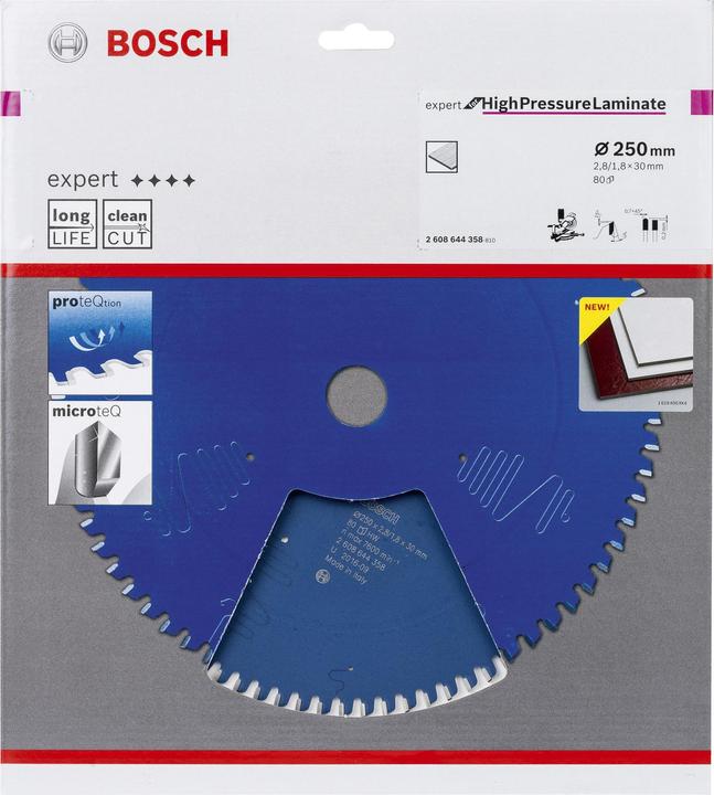 Produktbild Bosch Professional Zubehör Kreissägeblatt Expert for High Pressure Laminate, 250 x 30 x 2,8 mm, 80
