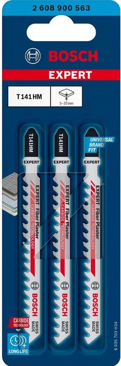 Produktbild Bosch Professional Zubehör EXPERT ‘Fiber Plaster’ T 141 HM Stichsägeblatt, 3 Stück