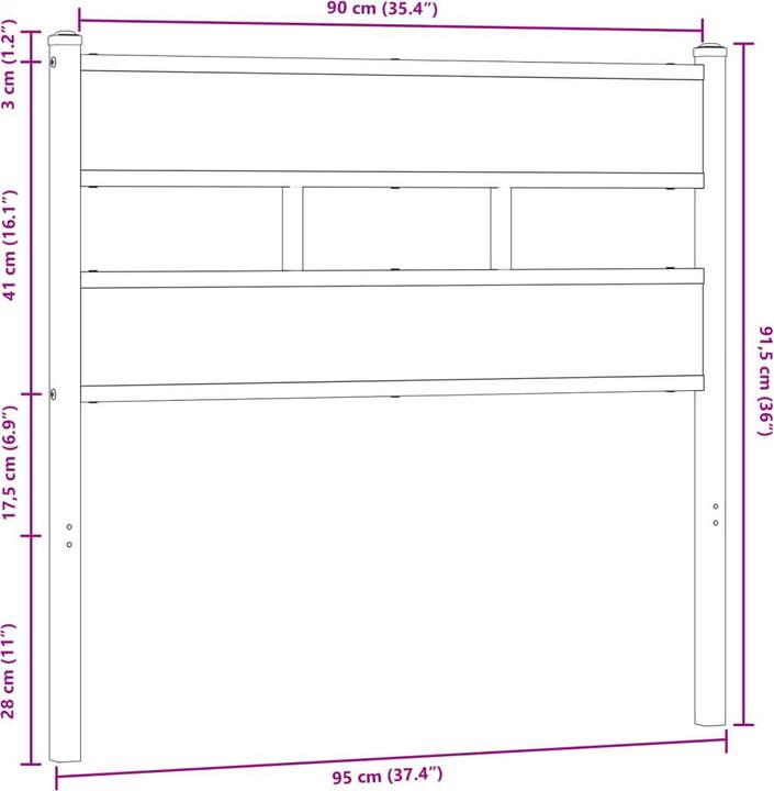 Immagine prodotto VidaXL Testata del letto Testata del letto in acciaio effetto rovere marrone Materiale a base di legno