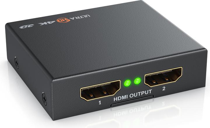 CSL HDMI Splitter, Mini 4K UHD 2-Port Verteiler 1x HDMI Eingang zu 2x HDMI Ausgang, Ultra HD 2160p