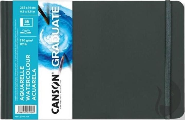 Immagine prodotto Canson Quaderno per schizzi ad acquerello GRADUATE, 216 x 140 mm nero, 28 fogli, carta a grana fine 250 (216 x 140 mm, Punteggiato, Copertina rigida)