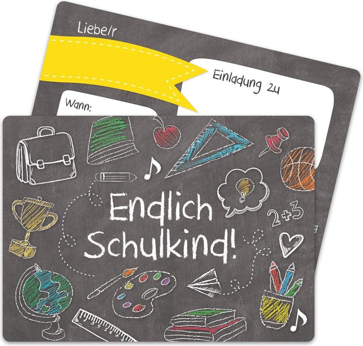 Papierdrachen Einschulung Einladungskarten Set 4 Tafel