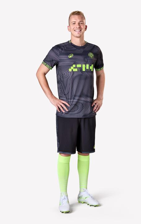 Produktbild Kipsta Damen/Herren Fussball Trikot kurzarm - VIRALTO II Wavy schwarz/neongelb (S)