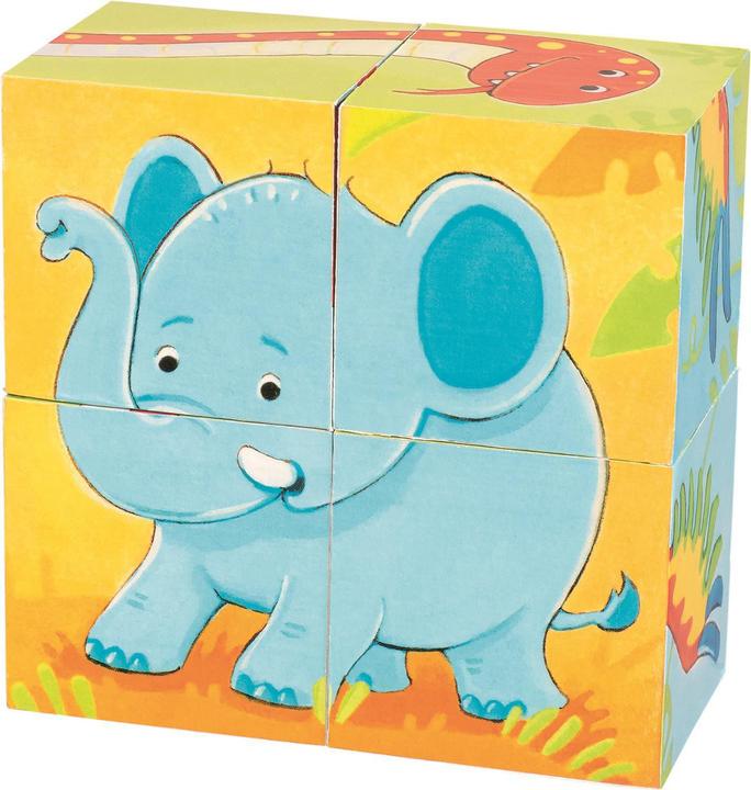 Goki Cube Puzzle Wild Animals (4 pieces)