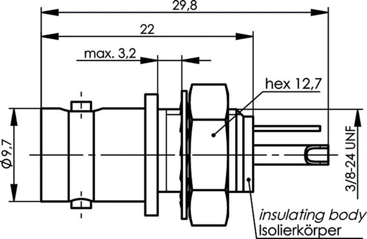 Produktbild Telegärtner BNC-Einbaubuchse, isoliert 50 Ohm, mit Isolierflansch schwarz, Z01