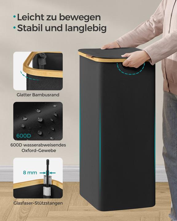 Image du produit Songmics Panier à linge 90 l, noir (90 l)