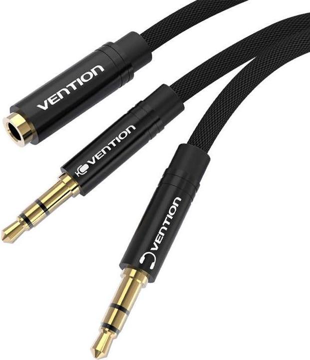 Actual product image Vention Cable mini jack 3.5 mm (female) to 2x mini jack 3.5 mm (male) BBLBAB 0.6m (black) (0.60 m)