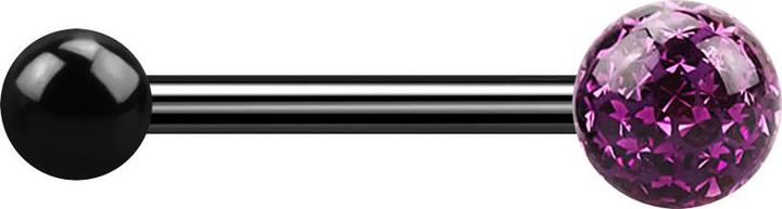 Actual product image Star Piercing Barbell schwarz mit Kugel und Kristallkugel violett Epoxy Schutzschicht (Titanium G23, without brass)