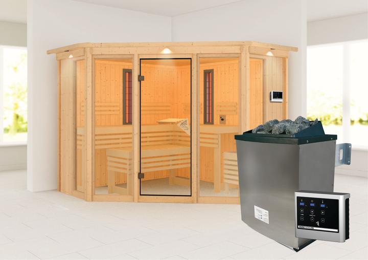 Produktbild Karibu Infrarotkabine Asta Eckeinstieg, Kranz (9 KW externe Steuerung)
