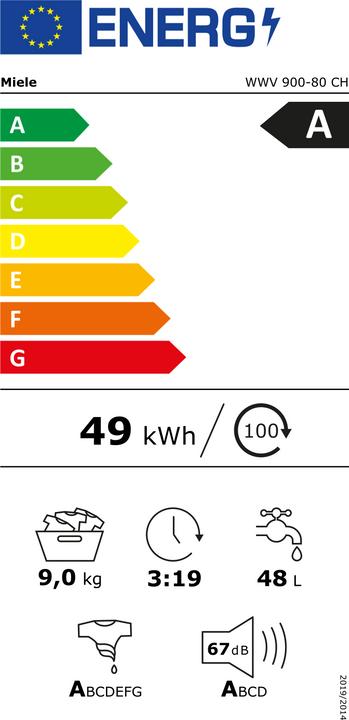 Energie-Label Miele WWV 900-80 CH Passion (9 kg, Rechts)