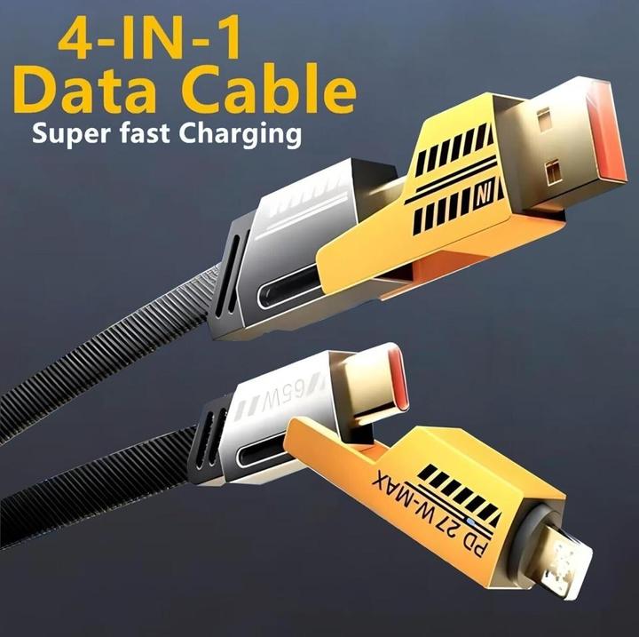 Image du produit Ven-Dens Câble 4 en 1 flexible et flip USB-C, Lightning, USB-A 65W, 27W PD 1.2m (USB 3.2 Gen 1)